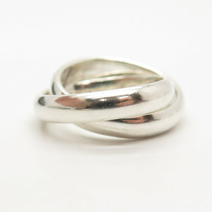 925 Sterling Silver Double Interlocked / Crossover Ring Size 9 1/4