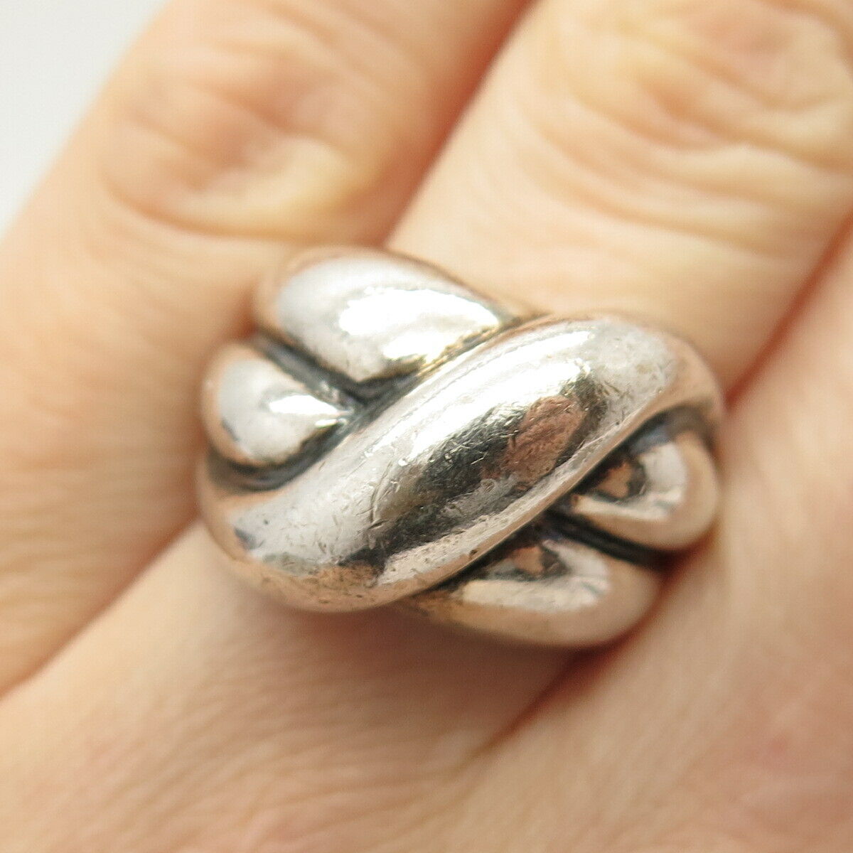 925 Sterling Silver Vintage Puffy Knot Ring Size 6 3/4