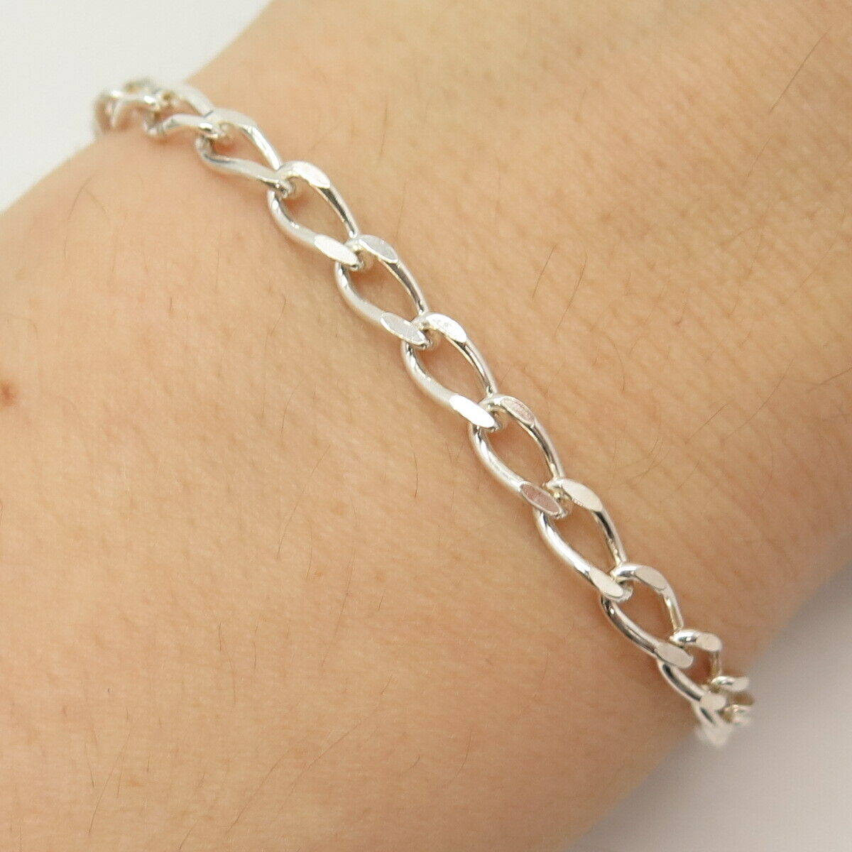 925 Sterling Silver Italy Oval Link Bracelet 7 3/4"