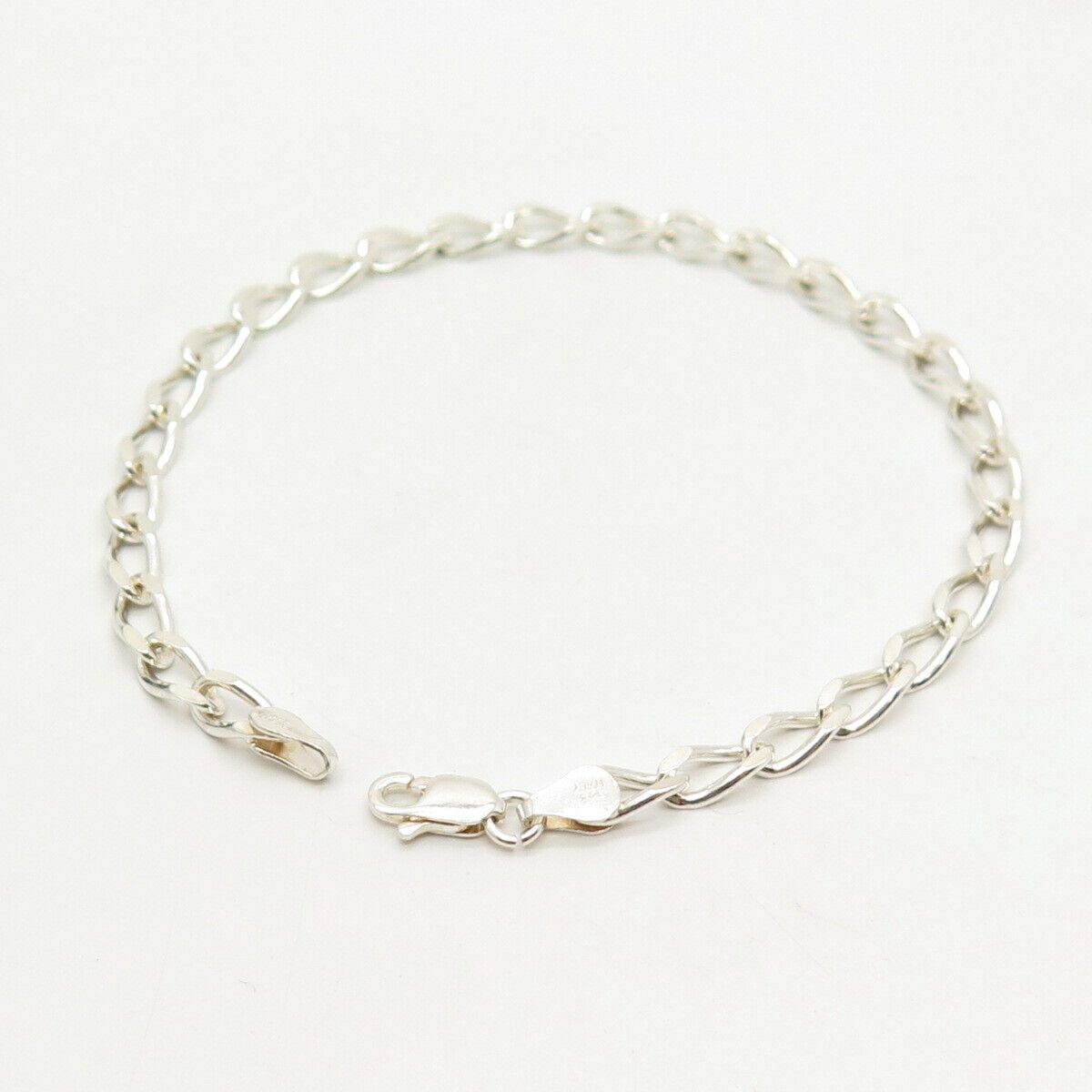 925 Sterling Silver Italy Oval Link Bracelet 7 3/4"