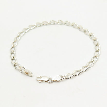 925 Sterling Silver Italy Oval Link Bracelet 7 3/4"