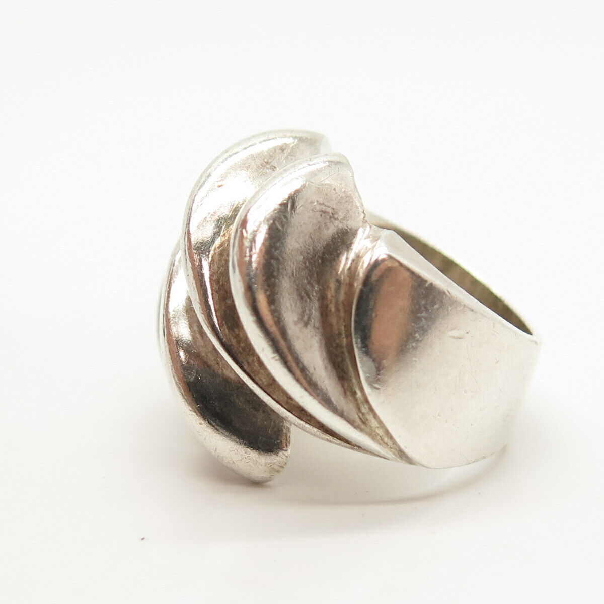 925 Sterling Silver Vintage Ribbed Ring Size 5 3/4