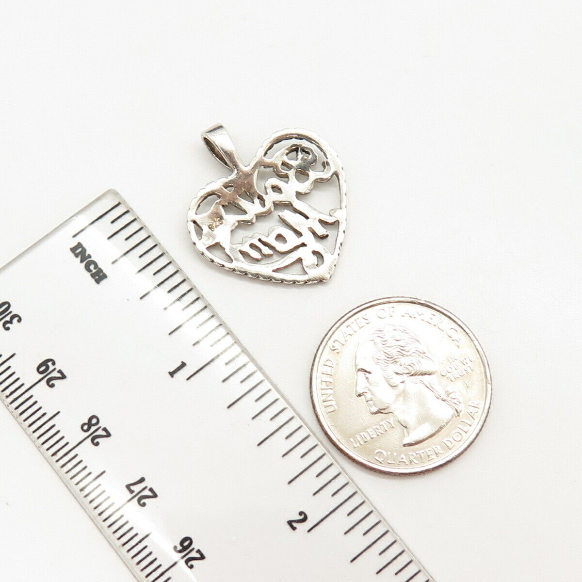 925 Sterling Silver Vintage "Best Mom" Heart Design Pendant