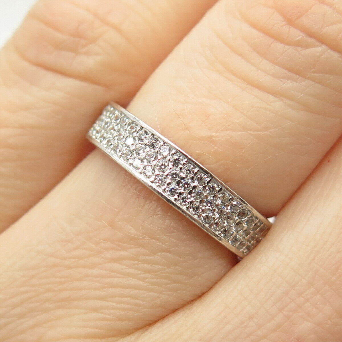 925 Sterling Silver Pave C Z Ring Size 6 3/4