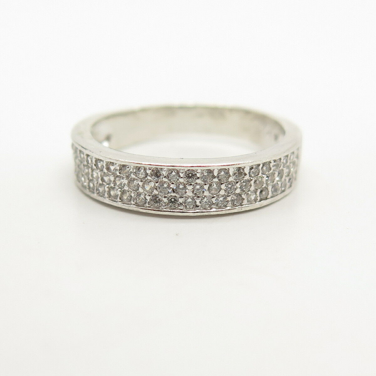 925 Sterling Silver Pave C Z Ring Size 6 3/4