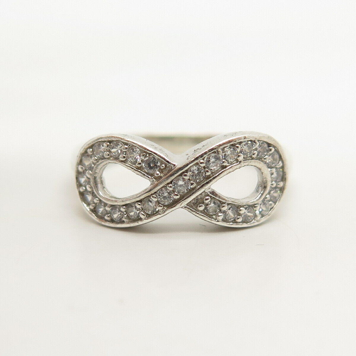 925 Sterling Silver C Z Infinity Design Ring Size 6.5