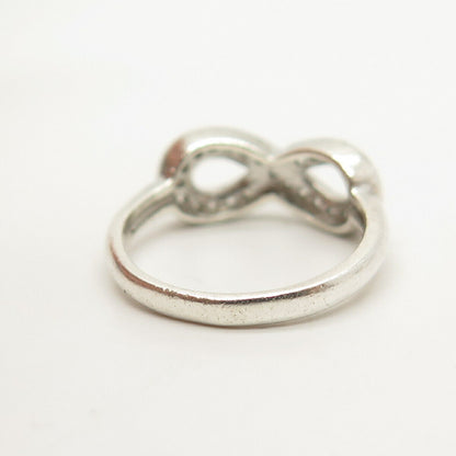 925 Sterling Silver C Z Infinity Design Ring Size 6.5