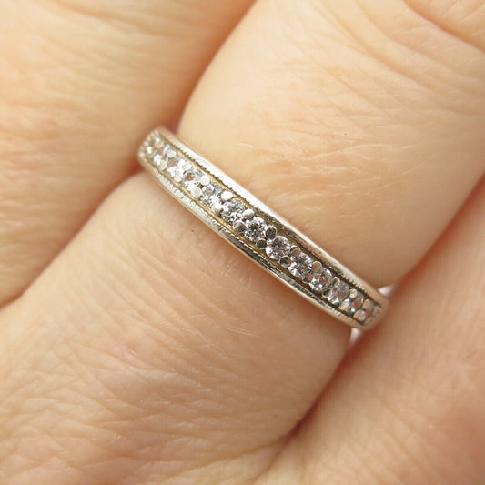 925 Sterling Silver Pave C Z Band Ring Size 7