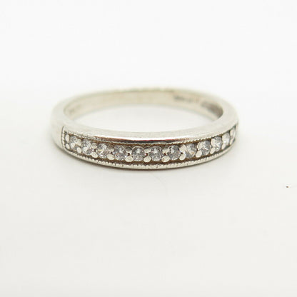 925 Sterling Silver Pave C Z Band Ring Size 7