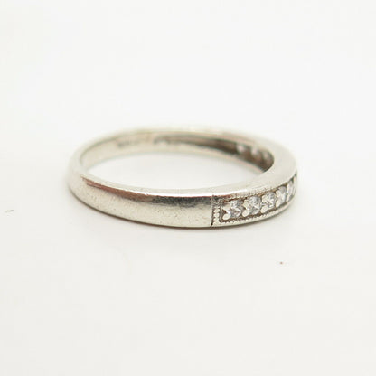 925 Sterling Silver Pave C Z Band Ring Size 7