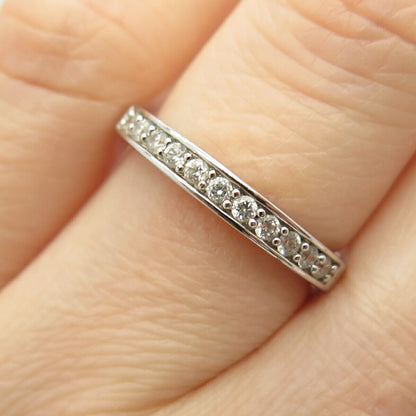 925 Sterling Silver Pave C Z Band Ring Size 7 3/4