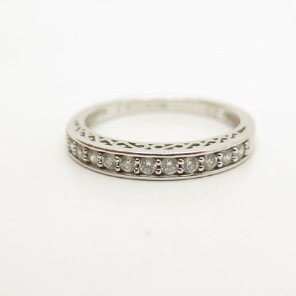 925 Sterling Silver Pave C Z Band Ring Size 7 3/4