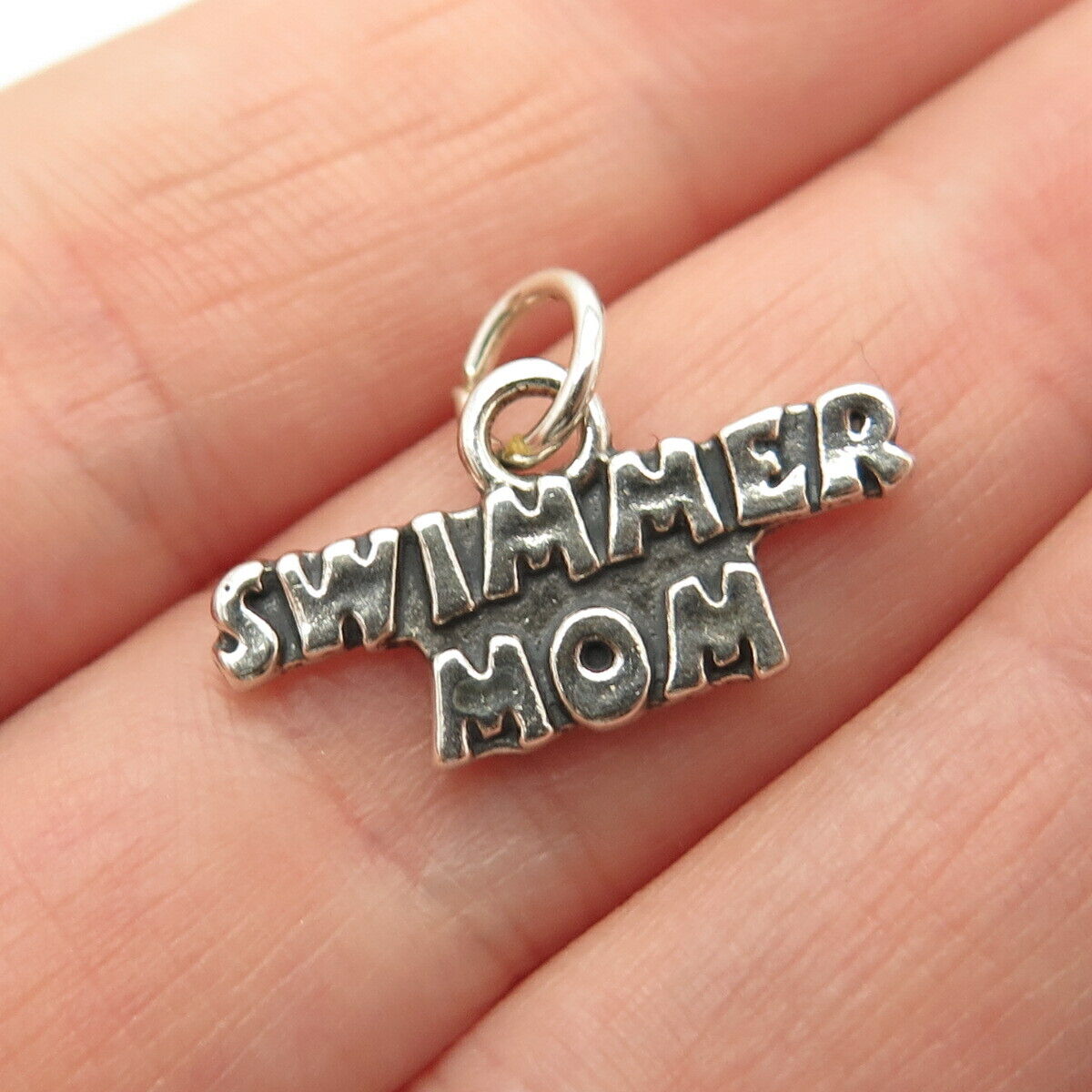 925 Sterling Silver Vintage SIC "Swimmer Mom" Pendant