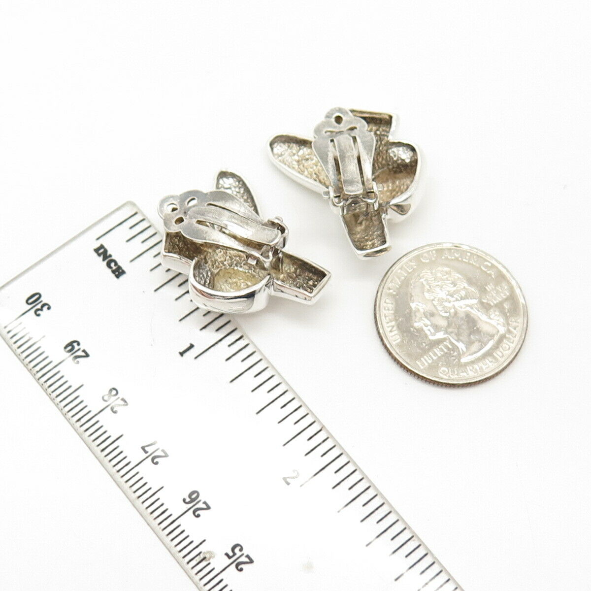 925 Sterling Silver Vintage Krypell "X" Design Clip On Earrings