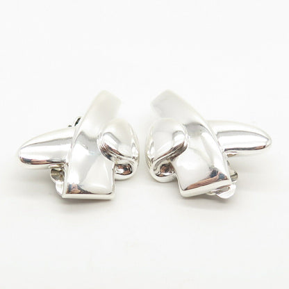 925 Sterling Silver Vintage Krypell "X" Design Clip On Earrings