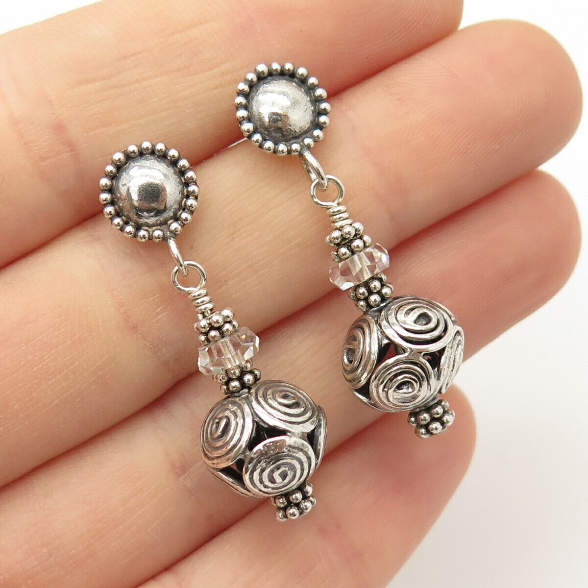 925 Sterling Silver Vintage Ethnic Dangling Earrings