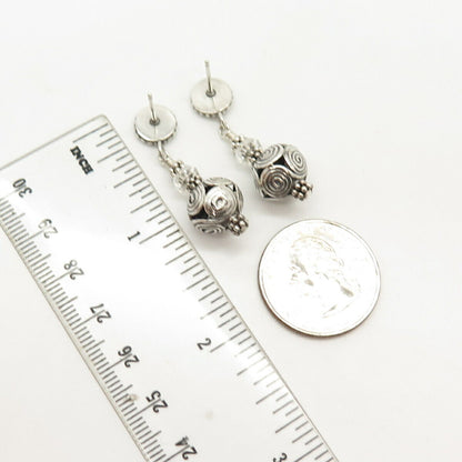 925 Sterling Silver Vintage Ethnic Dangling Earrings