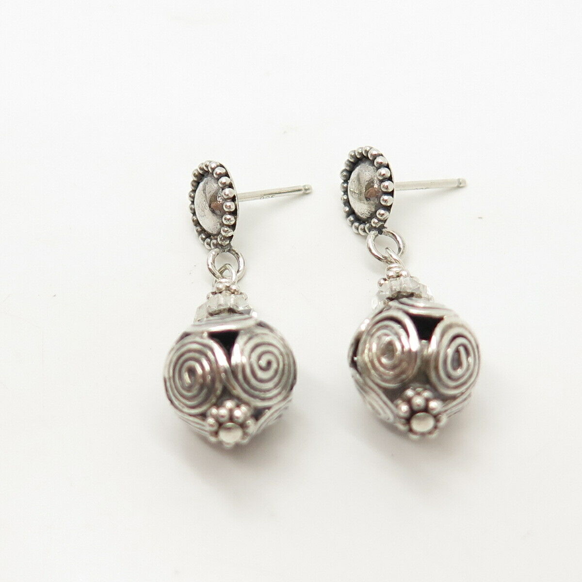 925 Sterling Silver Vintage Ethnic Dangling Earrings