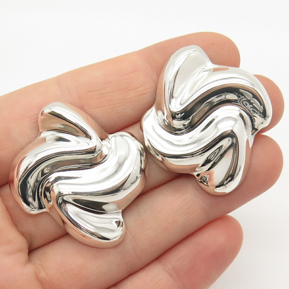 925 Sterling Silver Vintage Wrinkled Design Earrings