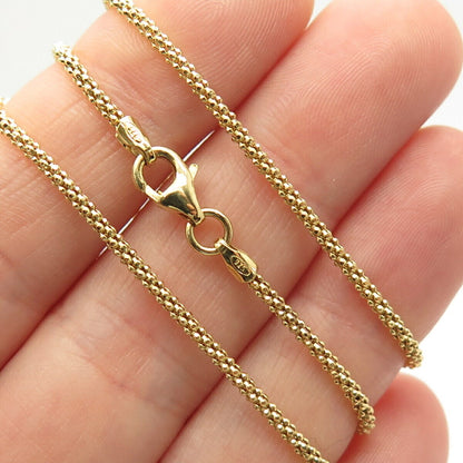 925 Sterling Silver Gold Plated Italy MOP Pendant Popcorn Chain Necklace 15"