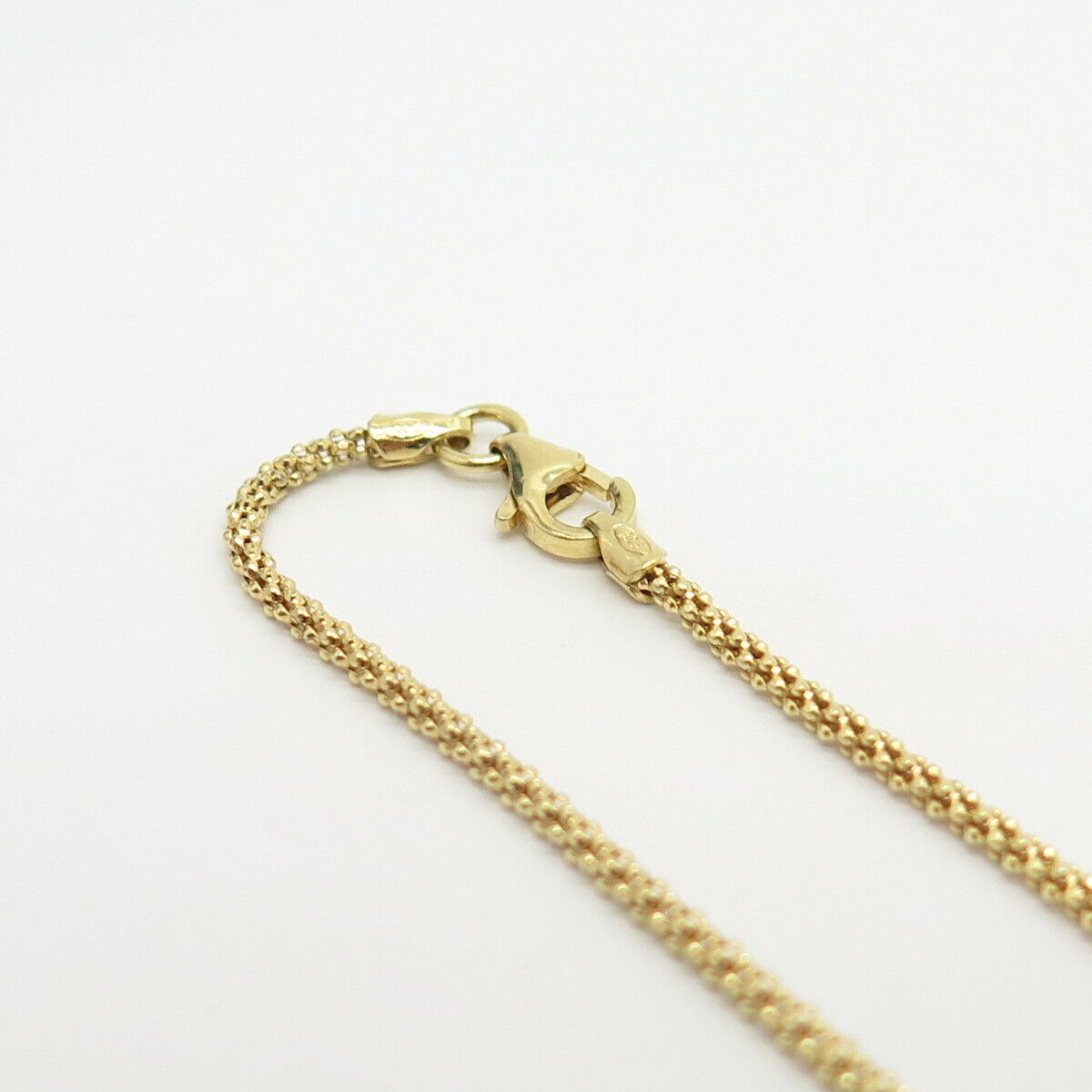 925 Sterling Silver Gold Plated Italy MOP Pendant Popcorn Chain Necklace 15"