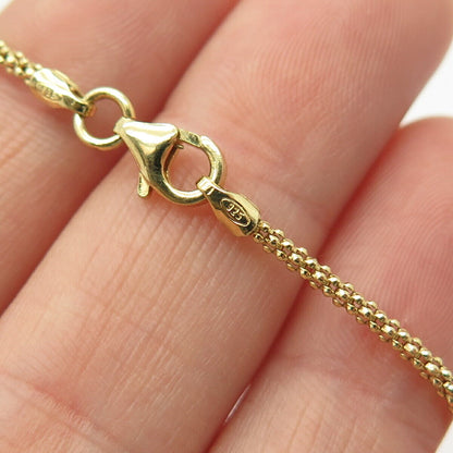 925 Sterling Silver Gold Plated Italy MOP Pendant Popcorn Chain Necklace 15"