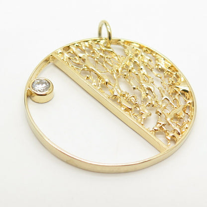 925 Sterling Silver Gold Plated C Z Round / Circle Pendant