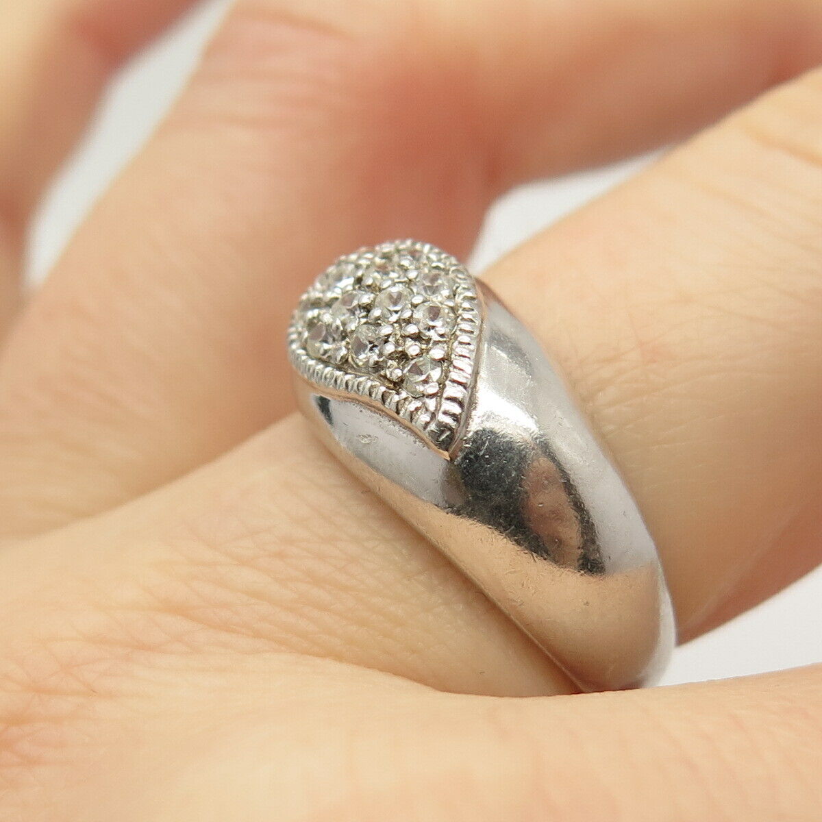 925 Sterling Silver Pave C Z Ring Size 8