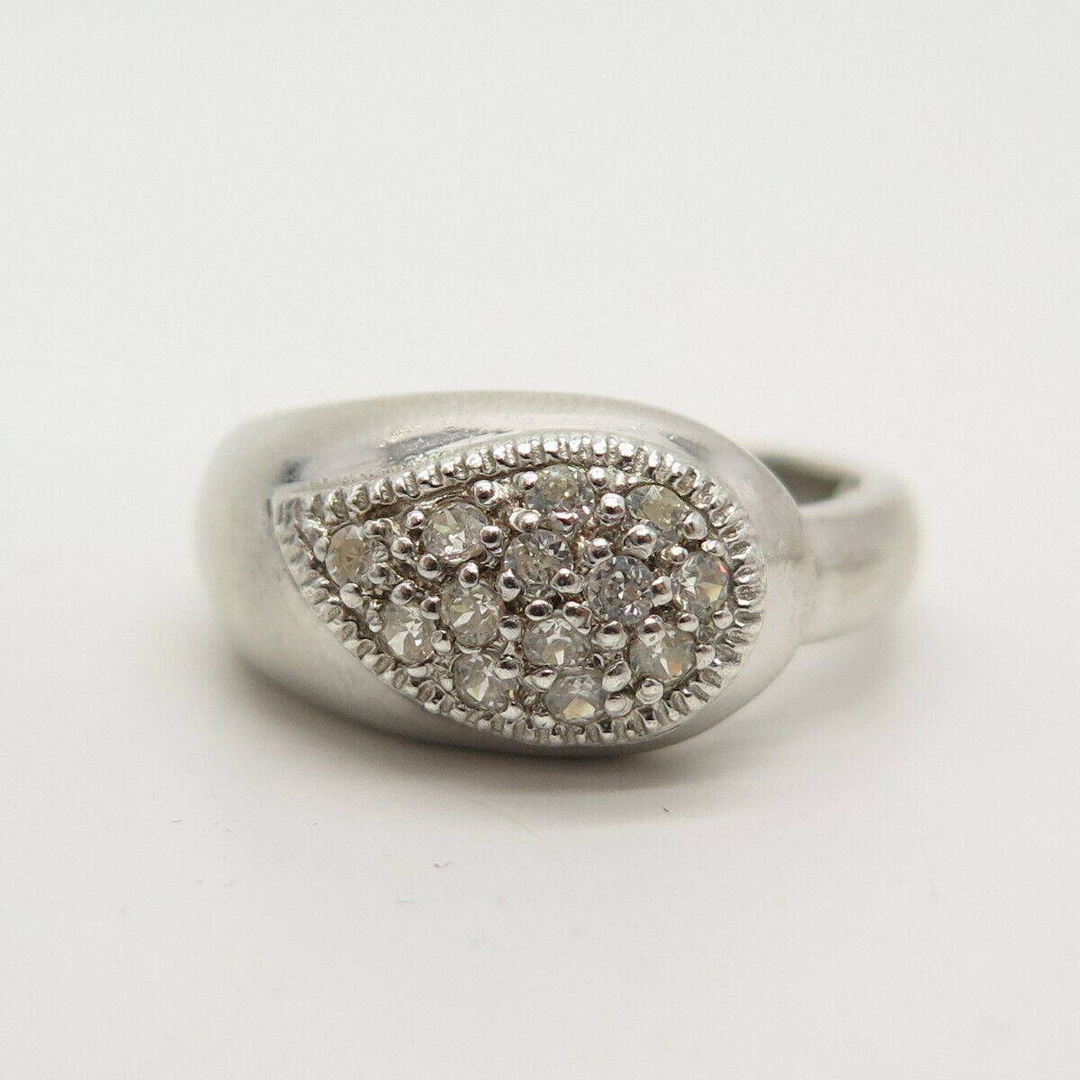 925 Sterling Silver Pave C Z Ring Size 8