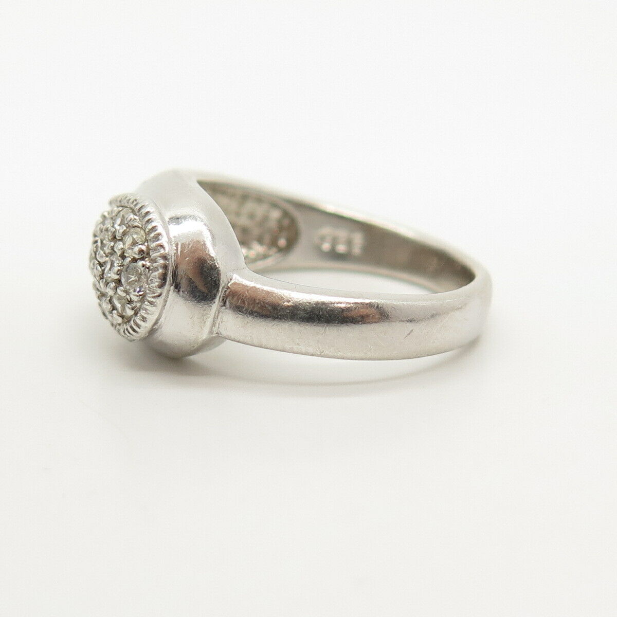 925 Sterling Silver Pave C Z Ring Size 8