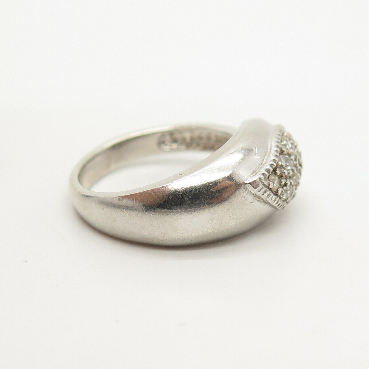 925 Sterling Silver Pave C Z Ring Size 8