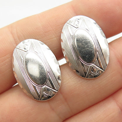 925 Sterling Silver Vintage Anson Textured Oval Cufflinks