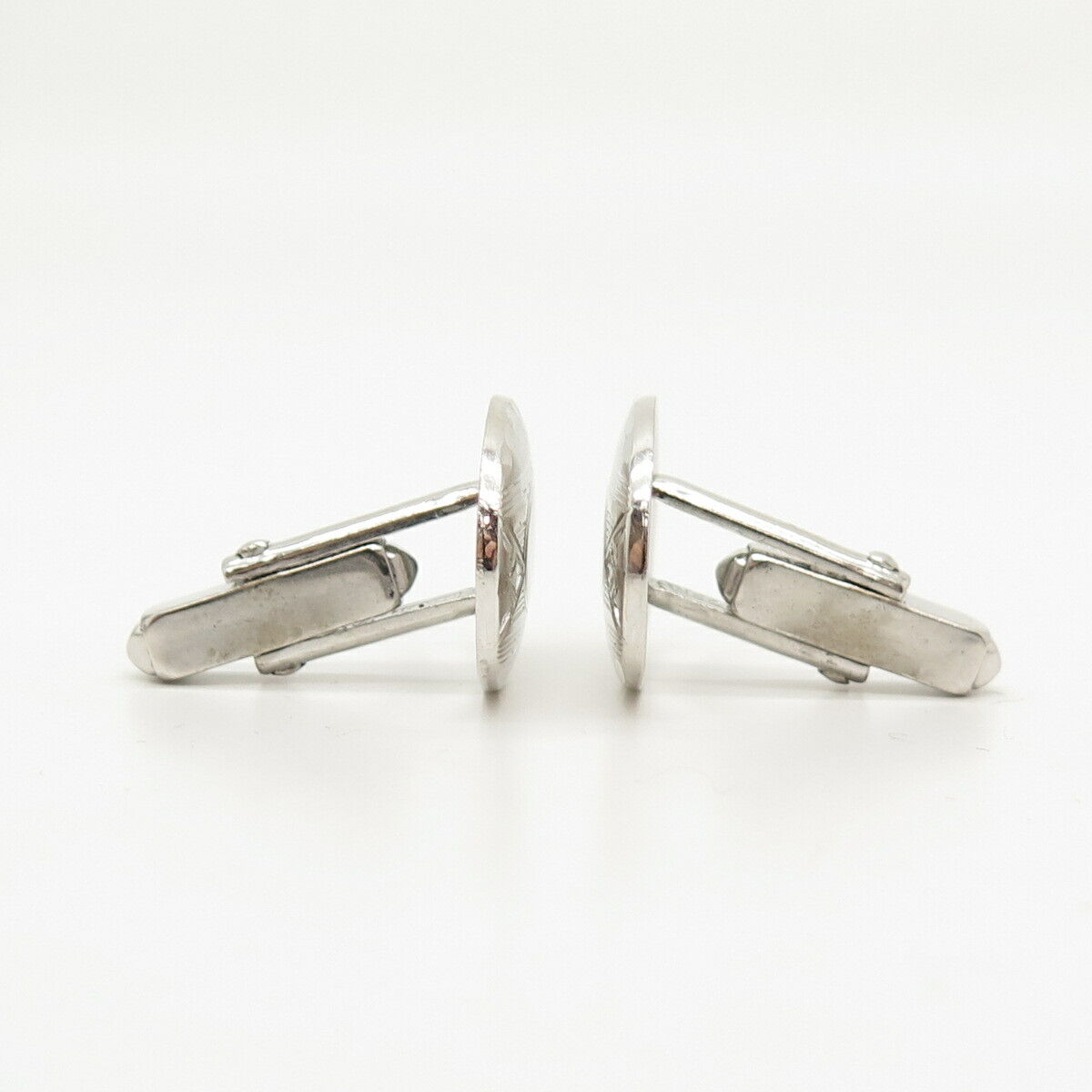 925 Sterling Silver Vintage Anson Textured Oval Cufflinks