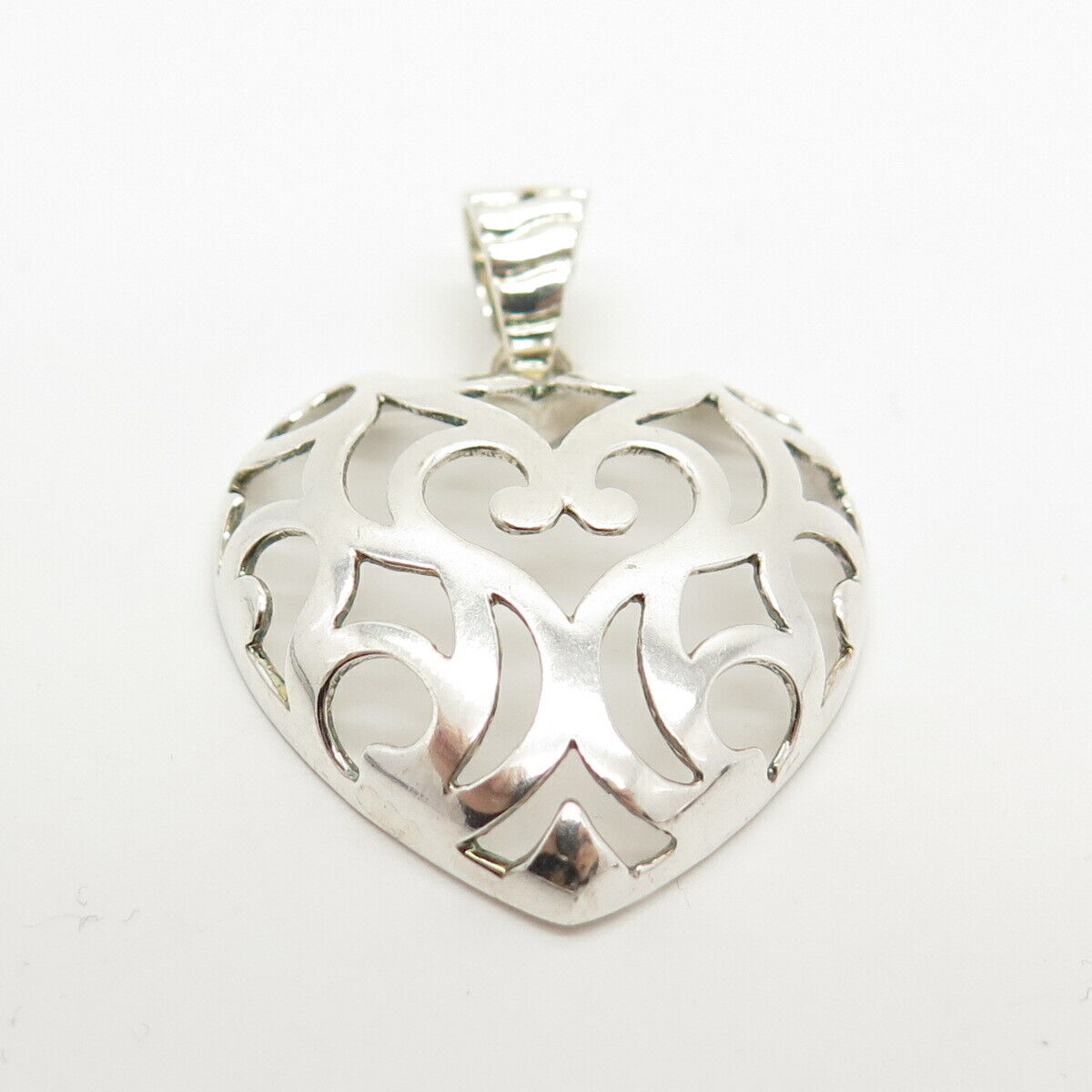 925 Sterling Silver Vintage Italy Milor Swirl Heart Pendant