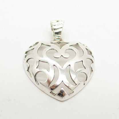 925 Sterling Silver Vintage Italy Milor Swirl Heart Pendant