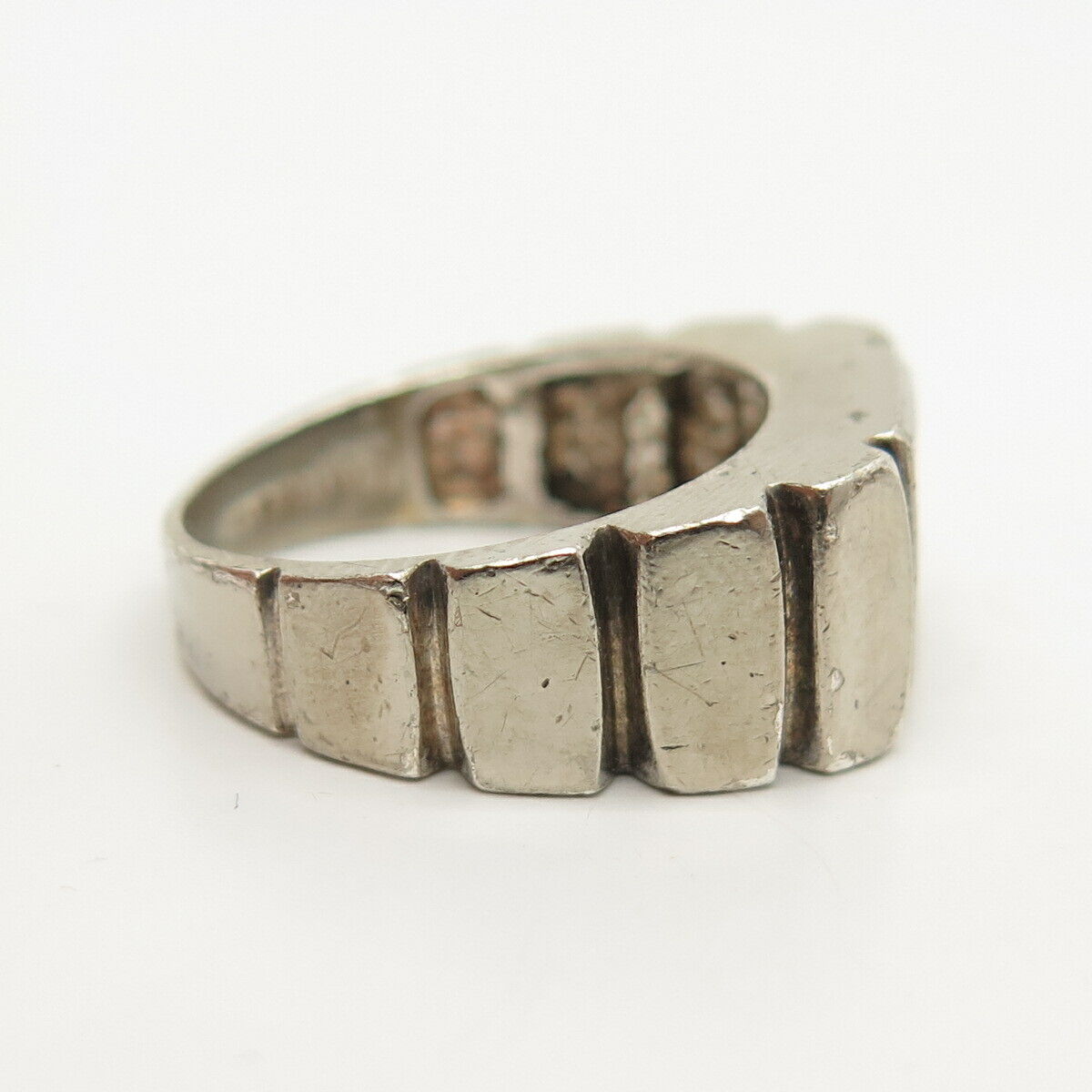 925 Sterling Silver Vintage C Z Modernist Ring Size 8.5