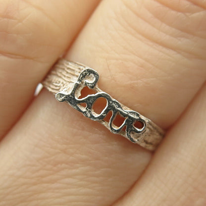 800 Silver Vintage "Love" Ring Size 7