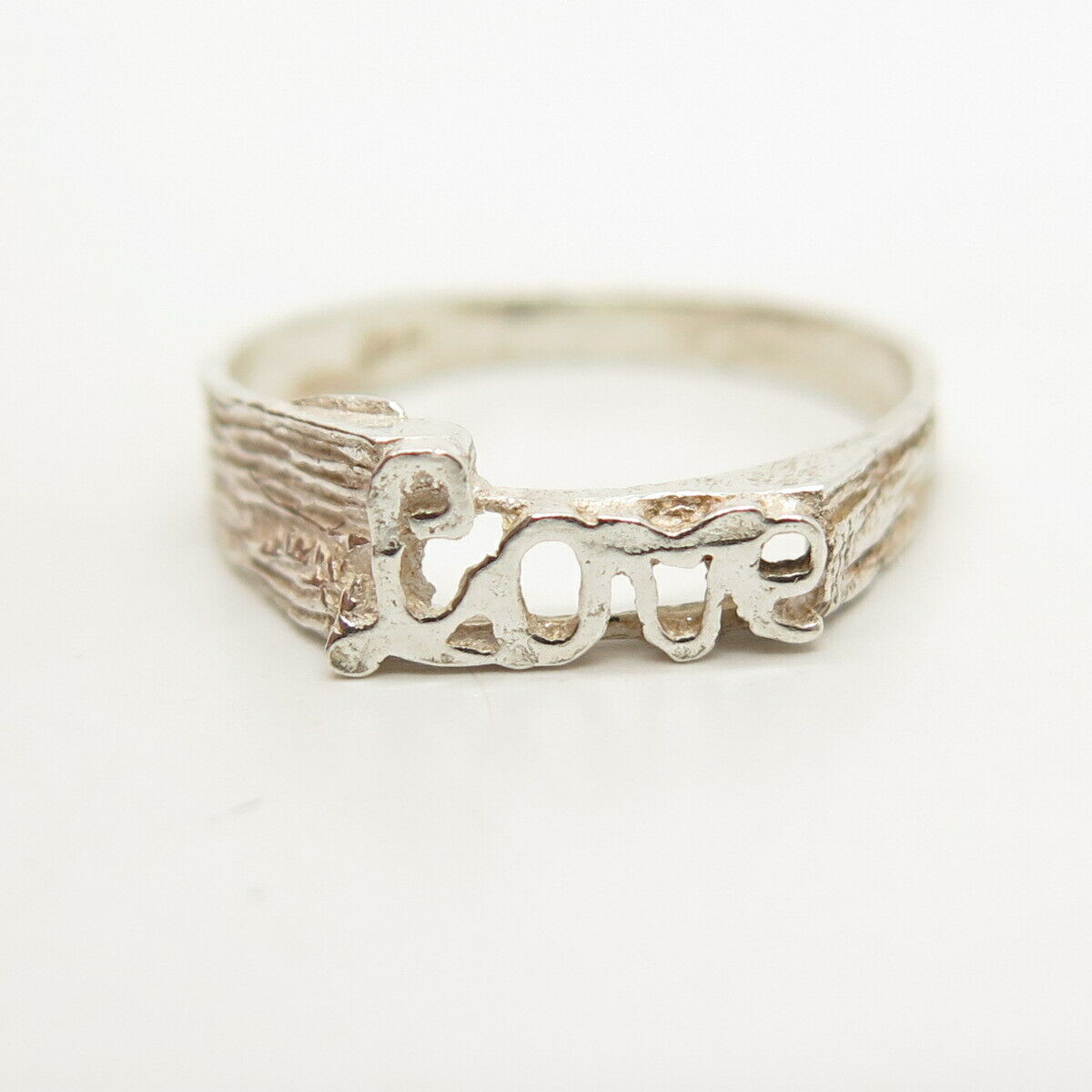 800 Silver Vintage "Love" Ring Size 7