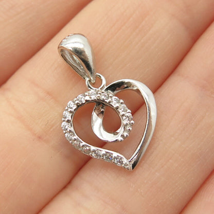 925 Sterling Silver C Z Open Heart Design Pendant