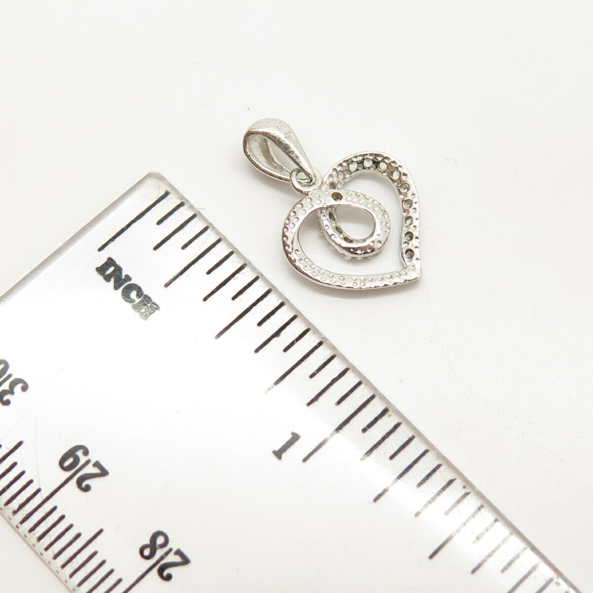 925 Sterling Silver C Z Open Heart Design Pendant