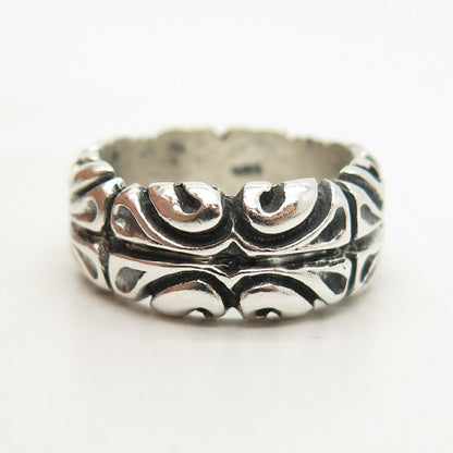 925 Sterling Silver Vintage Textured Swirl Band Ring Size 8 1/4