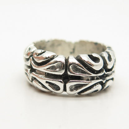 925 Sterling Silver Vintage Textured Swirl Band Ring Size 8 1/4