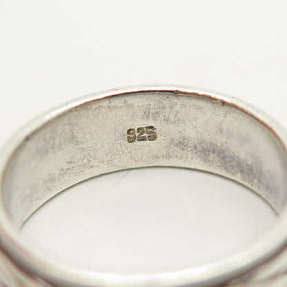 925 Sterling Silver Vintage Woven Rotating Band Ring Size 10 1/4