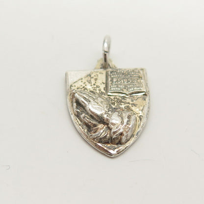 925 Sterling Silver Antique Hayward Hands in Prayer Charm Pendant