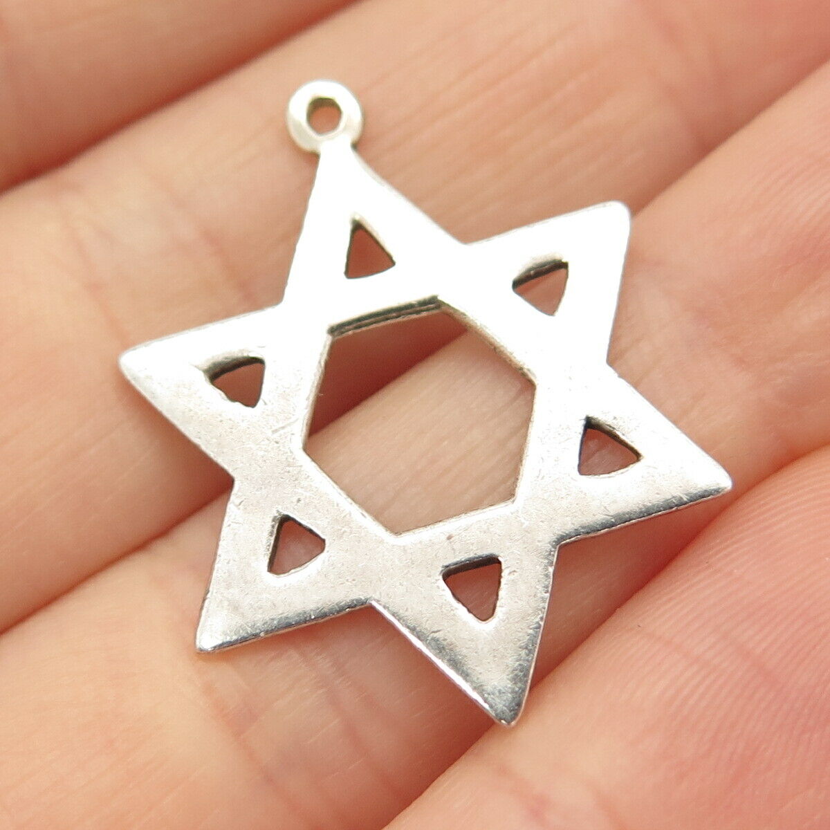 925 Sterling Silver Vintage Star of David Judaica Pendant