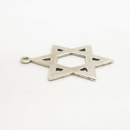 925 Sterling Silver Vintage Star of David Judaica Pendant