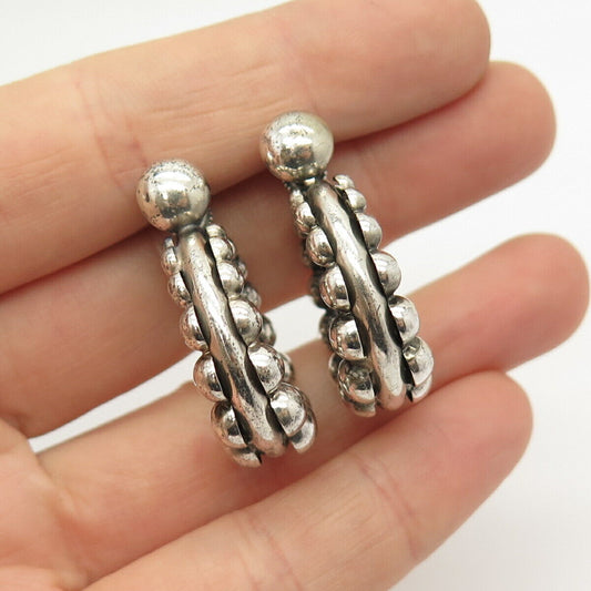 925 Sterling Silver Vintage Monet Beaded Screw Back Earrings