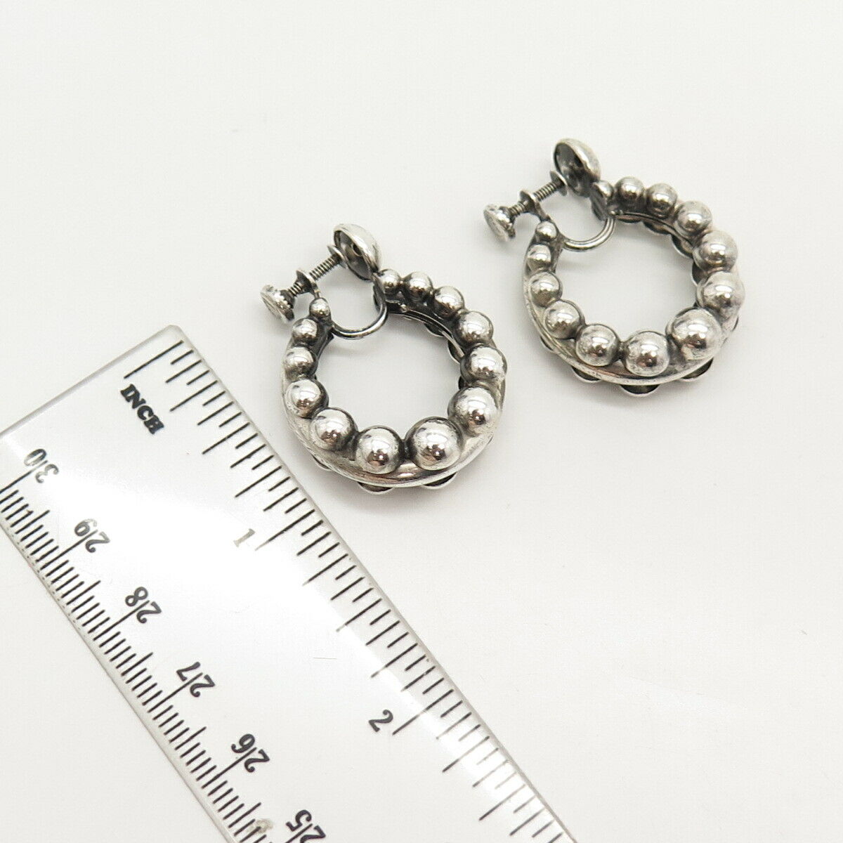 925 Sterling Silver Vintage Monet Beaded Screw Back Earrings