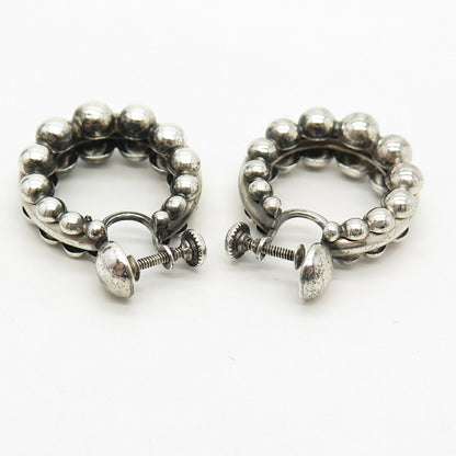 925 Sterling Silver Vintage Monet Beaded Screw Back Earrings