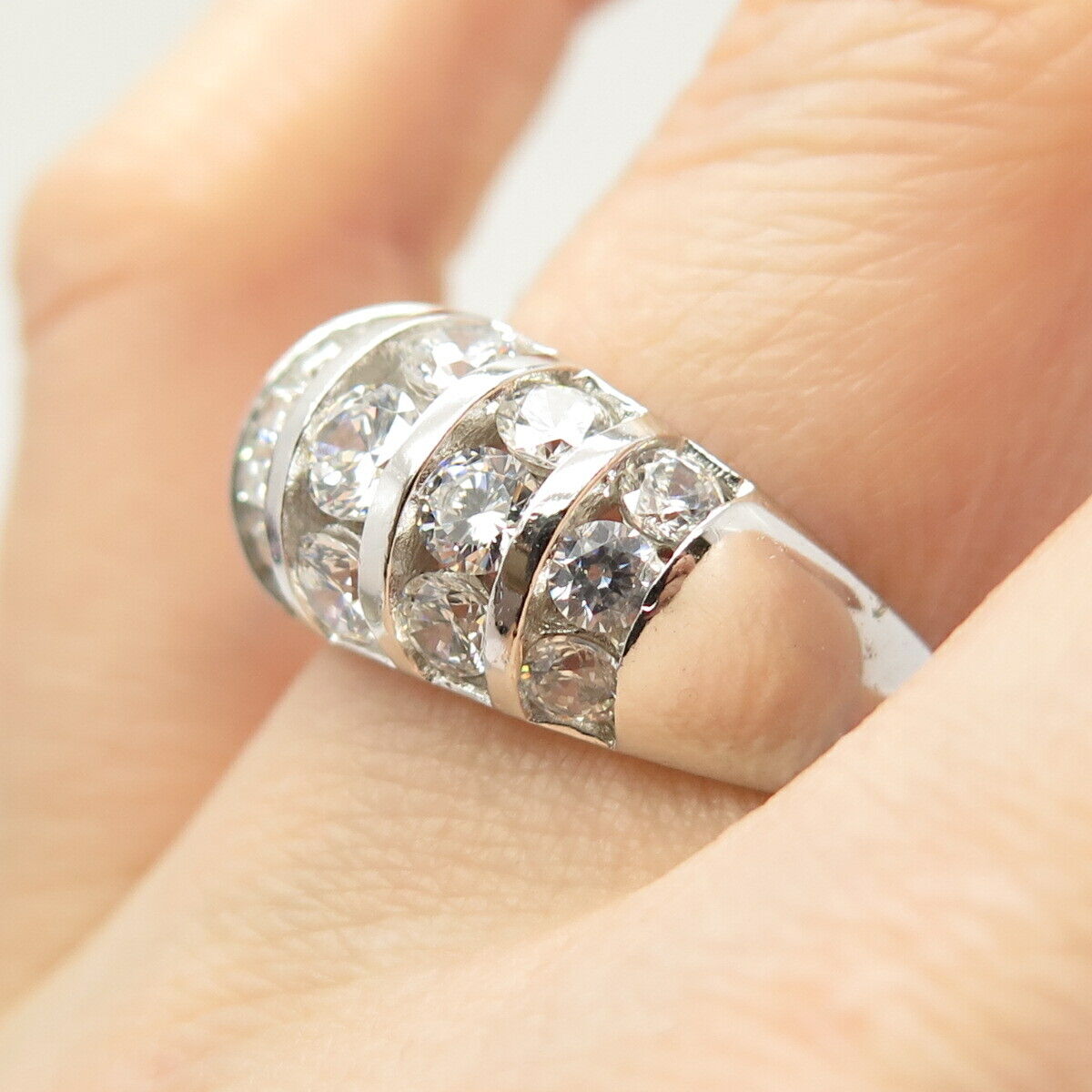 925 Sterling Silver Multi-C Z Ring Size 6 3/4